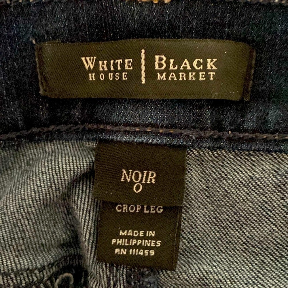 White House Black Market Jeans, Crop, Zipper Leg, Stretch, Cotton, Noir, Sz 0 - Picture 2 of 11